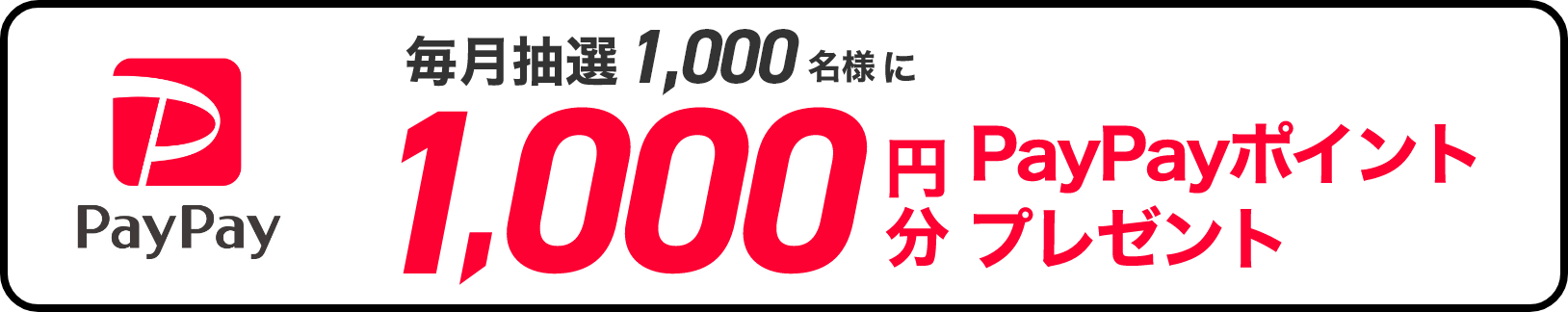 毎月抽選1,000名様に1,000円分のPayPayポイントをプレゼント