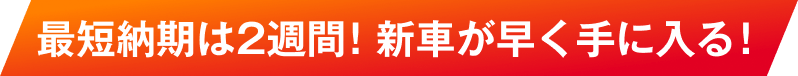 最短納期は2週間！新車が早く手に入る！