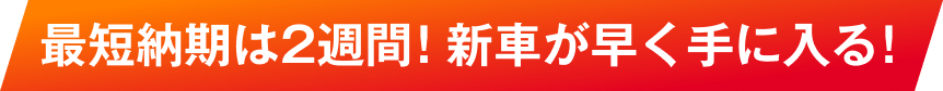 最短納期は2週間！新車が早く手に入る！