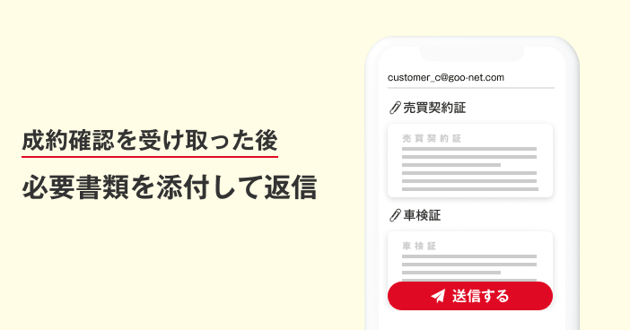 成約確認を受け取った後、必要書類を添付して返信