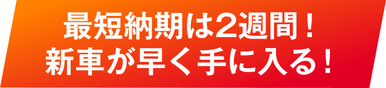 最短納期は2週間！新車が早く手に入る！