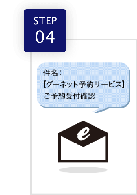 ご予約受付確認メールが届きます。販売店が予約を受け付けると完了メールが届きますので、予約した日時に販売店へご来店ください。