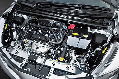 1.3L:直列4気筒、1329cc、95ps/12.3kgm、10・15モード燃費24.0km/L(26.5km/Lスマートストップ)