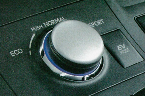 ドライブモードセレクタスイッチ：ドライブモードセレクトスイッチは通常のノーマル状態から左に回すとECOモード、右に回すとSPORTモード
