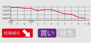 相場はゆっくりと下がり続けている。それなりに流通量が多く、ある程度のクオリティをキープする2007～2008年式あたりがおすすめ。