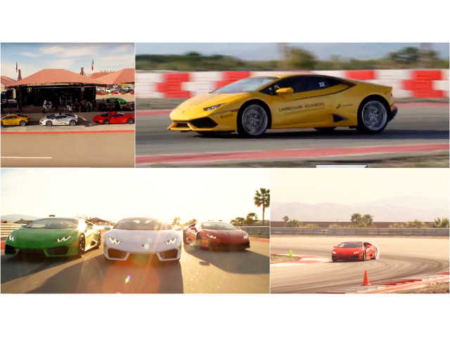 砂漠のサーキットで行われるランボルギーニのドライビングレッスン