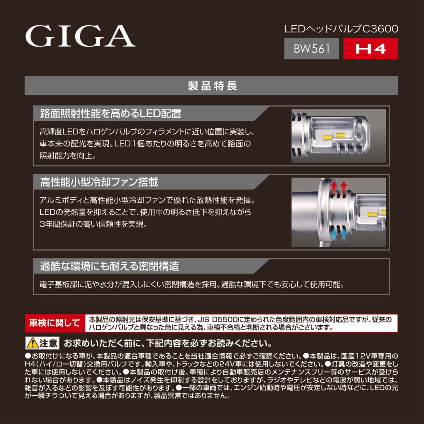 ハロゲンバルブのように交換が簡単 Ledヘッドバルブのエントリーモデル Gigaより発売 中古車なら グーネット