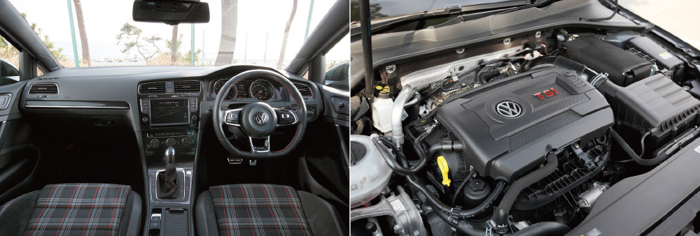 ゴルフ GTI パフォーマンスのインテリアとエンジンルーム