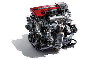 FFの量産車ではトップクラスの310馬力を発揮するエンジン。レッドゾーンは7000rpm。