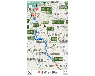 関越は東松山、川越、練馬あたりに渋滞情報が。迂回するルートを提示した。