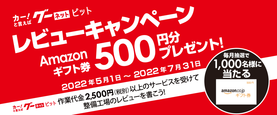 レビューキャンペーン Amazonギフト券500円分プレゼント! 2022年5月1日～2022年7月31日