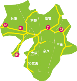 関西エリアの地図