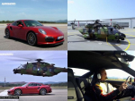 ポルシェ911ターボSが戦闘ヘリとドラッグレース！