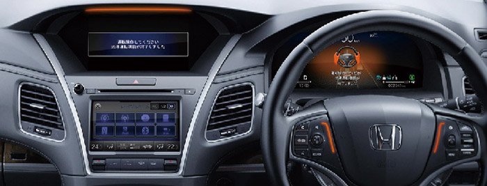 自動運転のシステム作動終了を警告音とオレンジの表示灯で知らせるイメージ