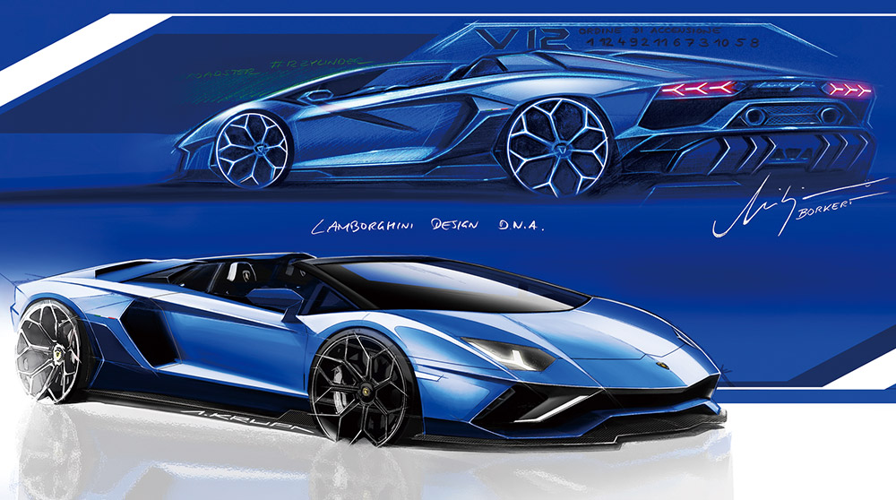 ランボルギーニ アヴェンタドール 限定車ウルティメのデザインスケッチ
