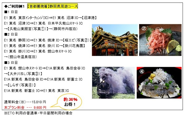 静岡県周遊コース 利用例