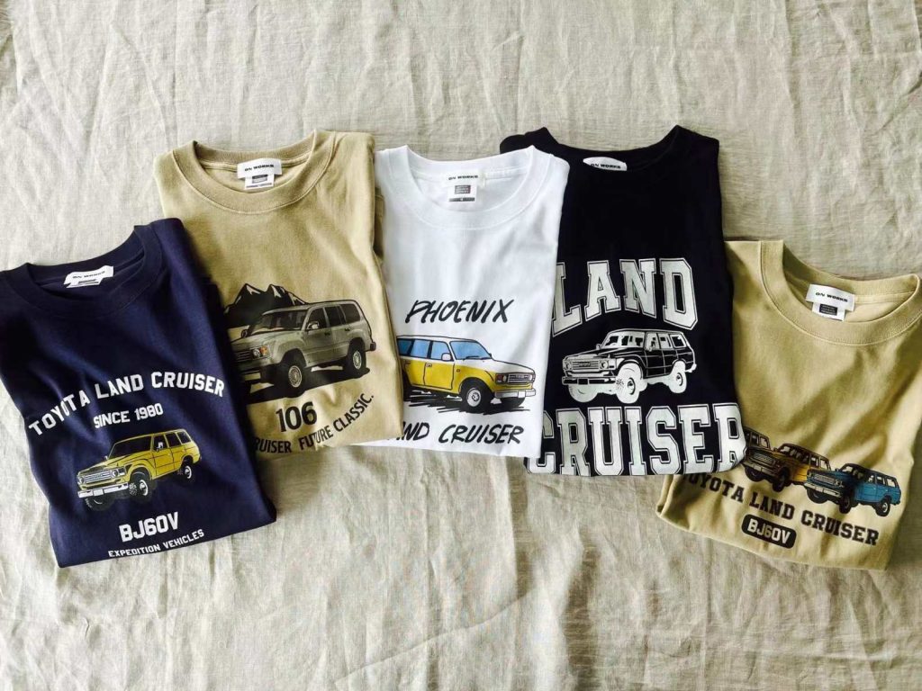 トヨタ公認ライセンスを取得したランドクルーザーのプリントTシャツ全5柄を発売