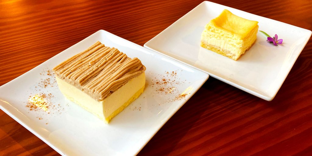 モンブラン(写真左)とベイクドチーズケーキ