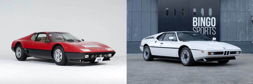 1981 Ferrari 512BB(左)と1981 BMW M1
