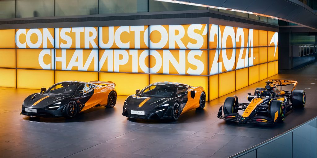 (左から)750S MCL38 セレブレーション・エディション、アルトゥーラ MCL38 セレブレーション・エディション、MCL38 画像1