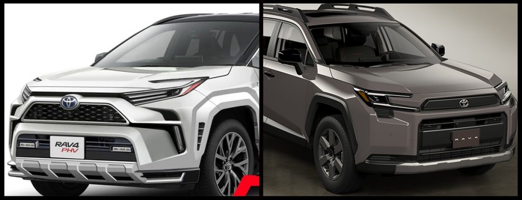グーネットマガジンの予想CG（左側）と、発表されたRAV4 アドベンチャー（プロトタイプ）