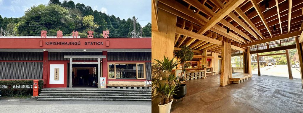 県産のスギをふんだんに使ったJR霧島神宮駅