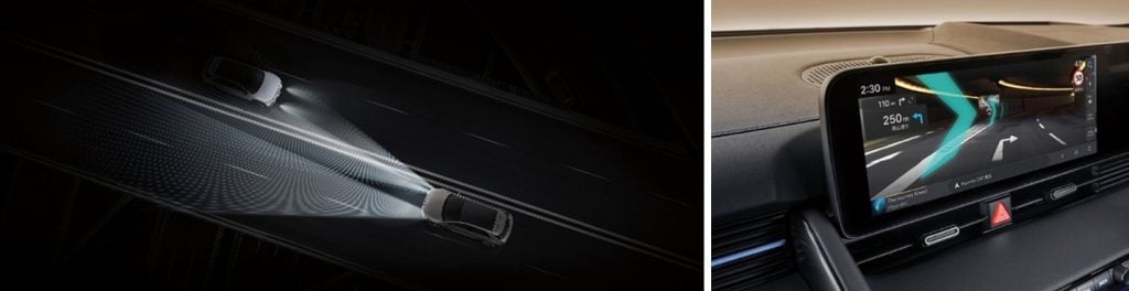 左：「IFS」ONの状態／右：AR（拡張現実）機能